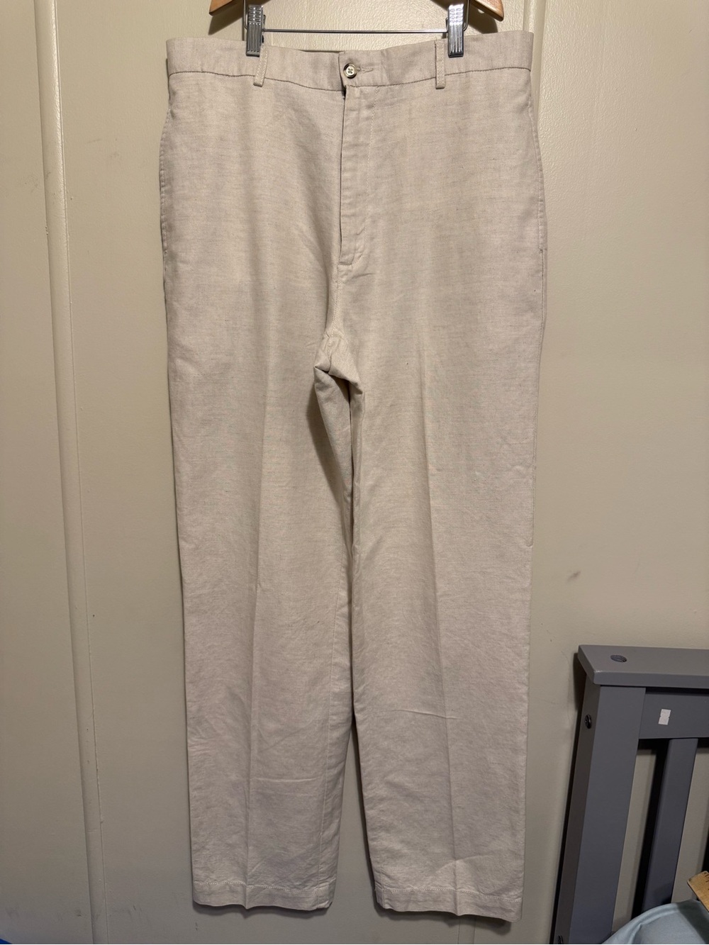 Club Room Cream Linen-Blend Chinos